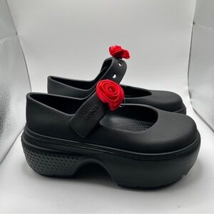 NWOB Crocs Stomp Mary Jane Platform Clogs Shoes Women's 7 Black  Grunge